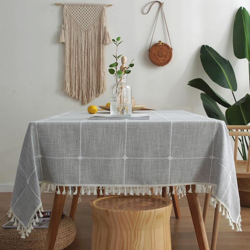 Striped Plaid Imitation Cotton And Linen Fringed Tablecloth Geometric Lace Rectangular Coffee Table Table Cloth