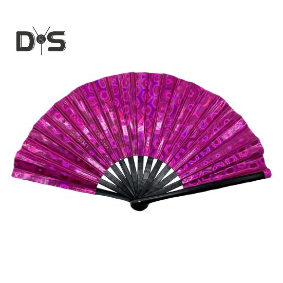 Holografischer Faltfächer, tragbar, schillernder PVC-Handfächer, Regenbogen-Sommer-Handfächer, Dekoration, Tanz-Performance-Requisiten, Party-Kostümzubehör