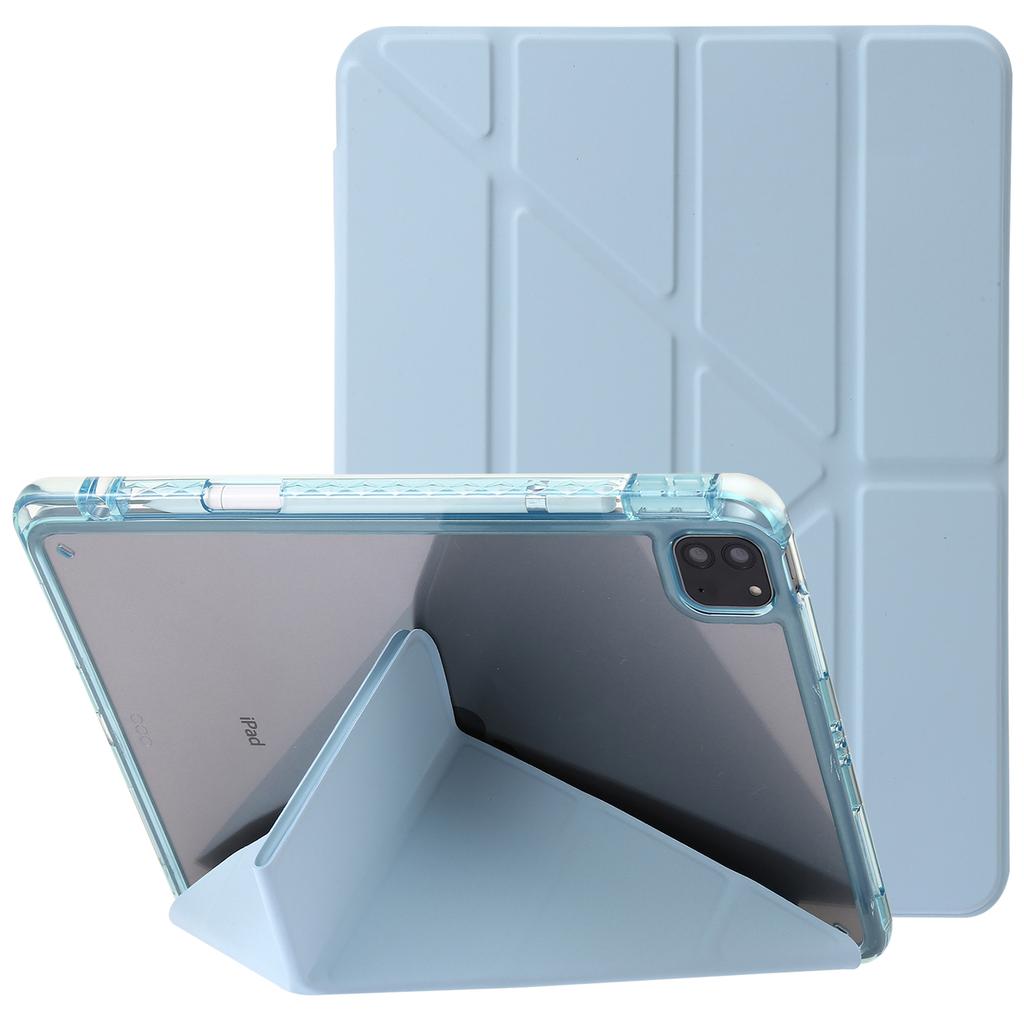 For iPad Pro 13 (2024) Case TPU+Acrylic+PU Leather Origami Stand Clear Back Tablet Cover