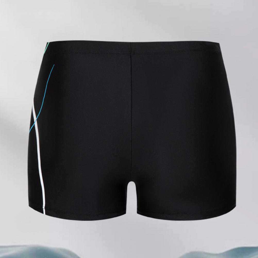 Men Swimming Short Pants Elastic Waist Soft Quick Dry Breathable Slim Fit Printed Color Matching Mid Waist Bathing Boxers Surfing Wat