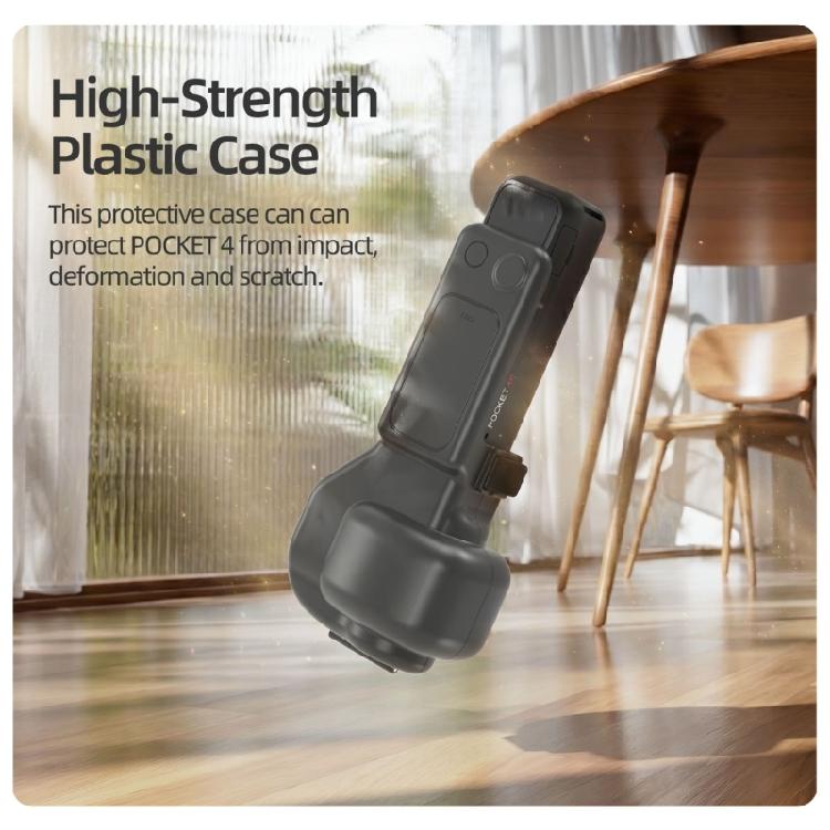 Full-Coverage Camera Shell for Pocket 4P, Lens and Screen Protections Case Cover with Wrist Strap Carry