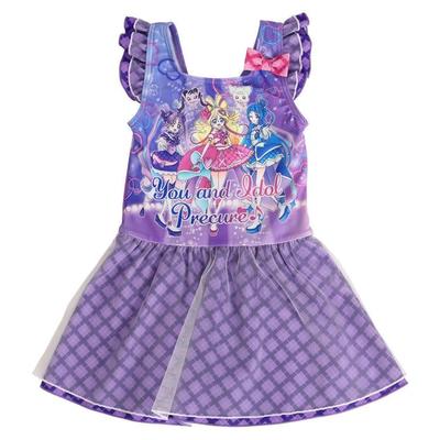 Traje de Baño de Diseño de Ídolo Airin Bandai Kimi to 572 Púrpura Traje de Baño de Una Pieza, PreCure Girls' (100cm/110cm/120cm) (Rosa/morado)