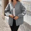 Women's Fashion Casual Solid Color Print Autumn Winter Long Sleeve V-Neck Jackets Coats