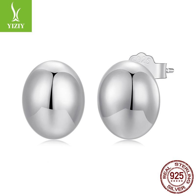 Metal Cold Wind 925 Silver Stud Earrings French Basic Niche Light Luxury Temperament Earrings Women