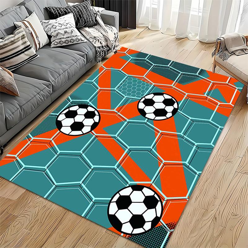 Soccer Pattern Hexagonal Carpet suitable as a non-slip mat for the living room or bedroom sofa