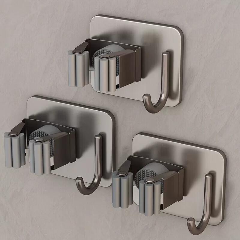 LIEI Punch-Free Stainless Steel Mop & Broom Holder