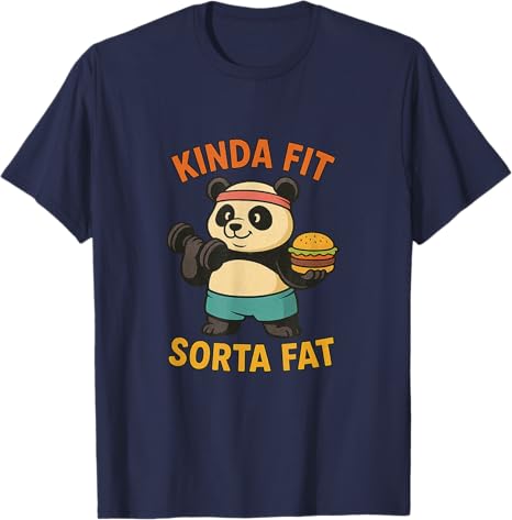 

Kinda Fit Sorta Fat Funny Gym Cute Panda Retro TShirt Fitness Muscle Pug Weightlifting Dog Cartoon Tee Novelty Gift Y2k Cotton 3XL