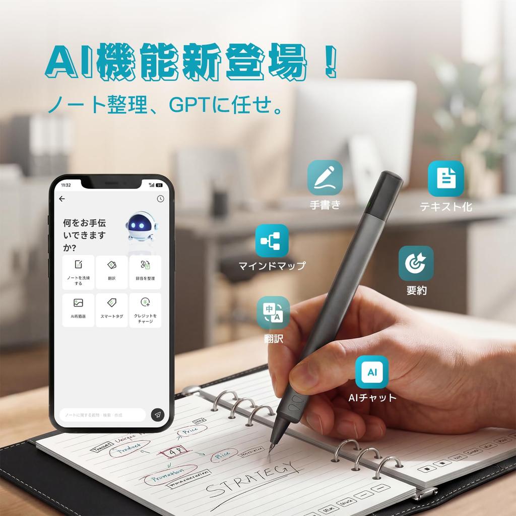 NEWYES SyncPen4 Electronic Notebook Smart Pen with AI Transcription, Supports 73 Languages, Mind Mapping, Translation, and Instantly Digitizes Handwri