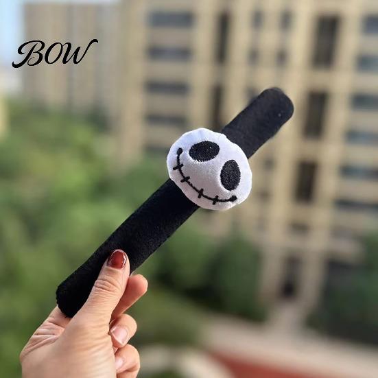 Memory Steel Wrist Rings for Toddlers Halloween Stuffed Slap Bracelet, Plush Pumpkin Ghost Bat Skull Cat Bulk Gifts Classroom Activities Cute