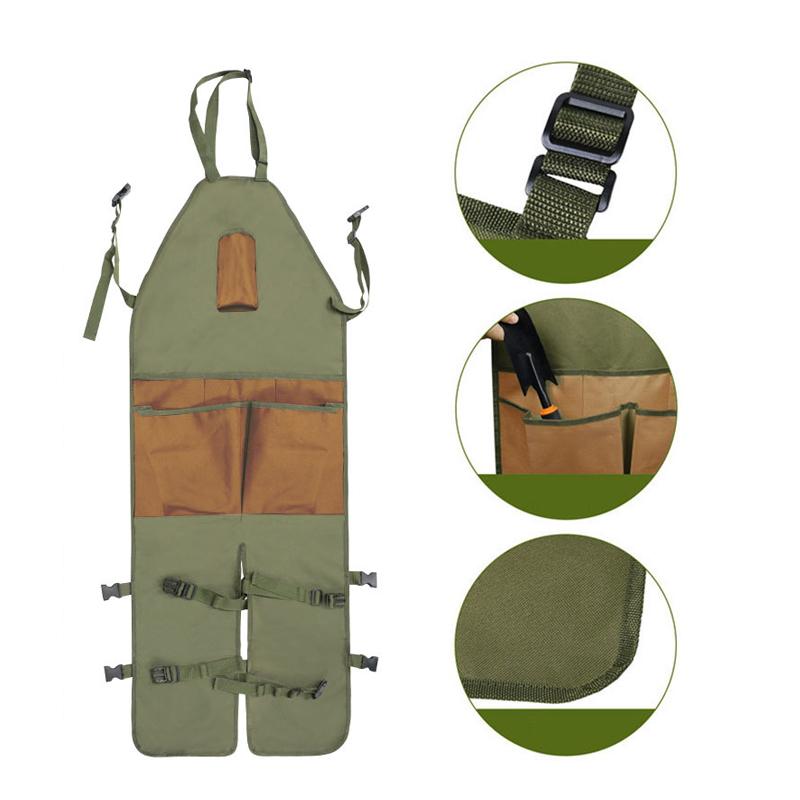 Durable Oxford Material Gardening Apron Knee Length Protection With Big Pockets Stay Clean And Organized While Pruning Planting