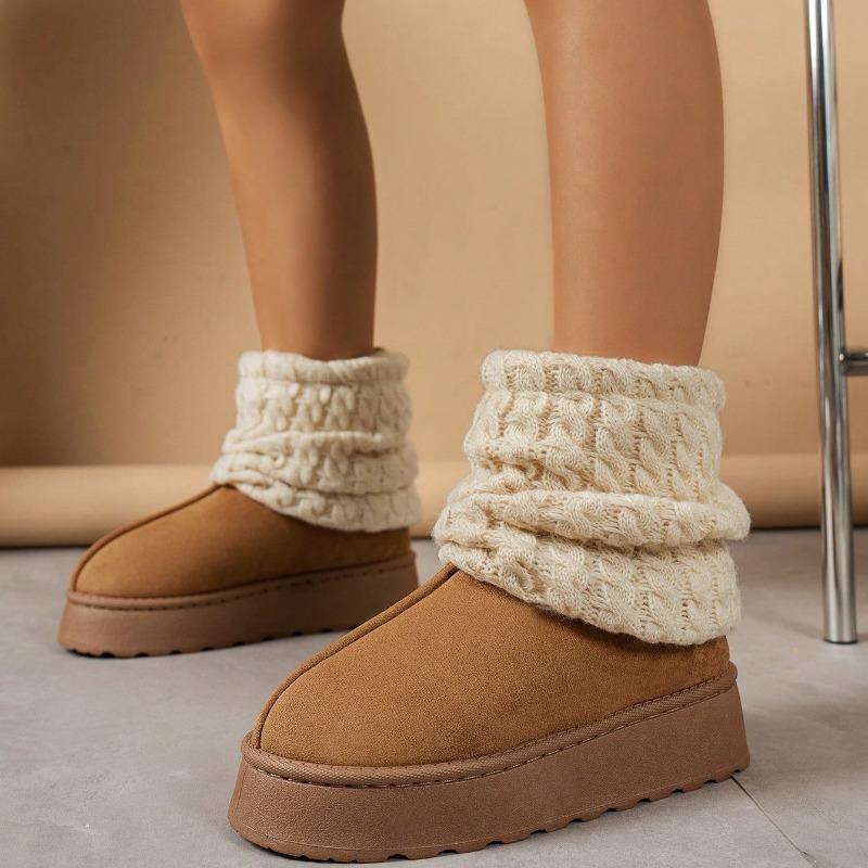Stivali da Neve Invernali Carini Caldi Suola Spessa Comodi da Donna Fodera in Peluche Gambale Corto Sottili Antiscivolo Calzino a Maglia