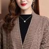 Autumn V-neck Long Cardigan Sweater Jacket Women Knitwear Ladies Long Sleeve Casual Loose Sweater Coat Female Tops