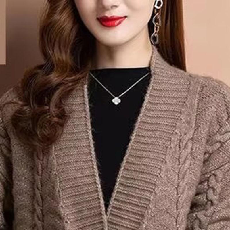 Autumn V-neck Long Cardigan Sweater Jacket Women Knitwear Ladies Long Sleeve Casual Loose Sweater Coat Female Tops