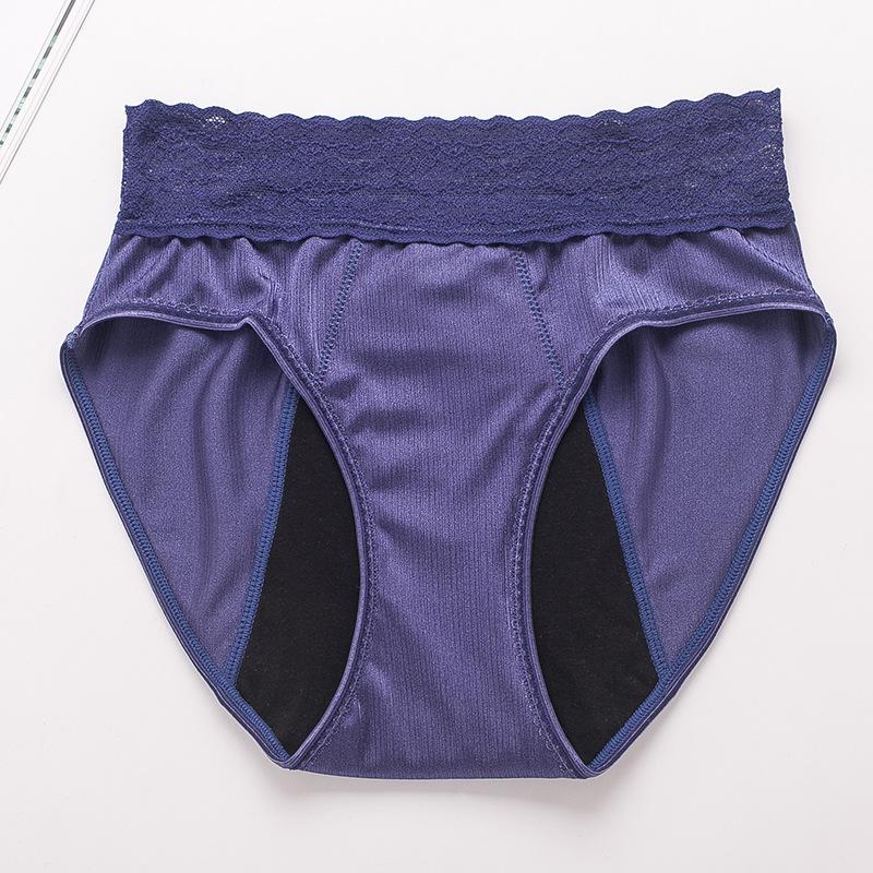 Women's Plus Size Lace Physiological Pants with Four Layers No Need To Wear Sanitary Pads Front Back Leak Proof Menstrual Underwear Panties