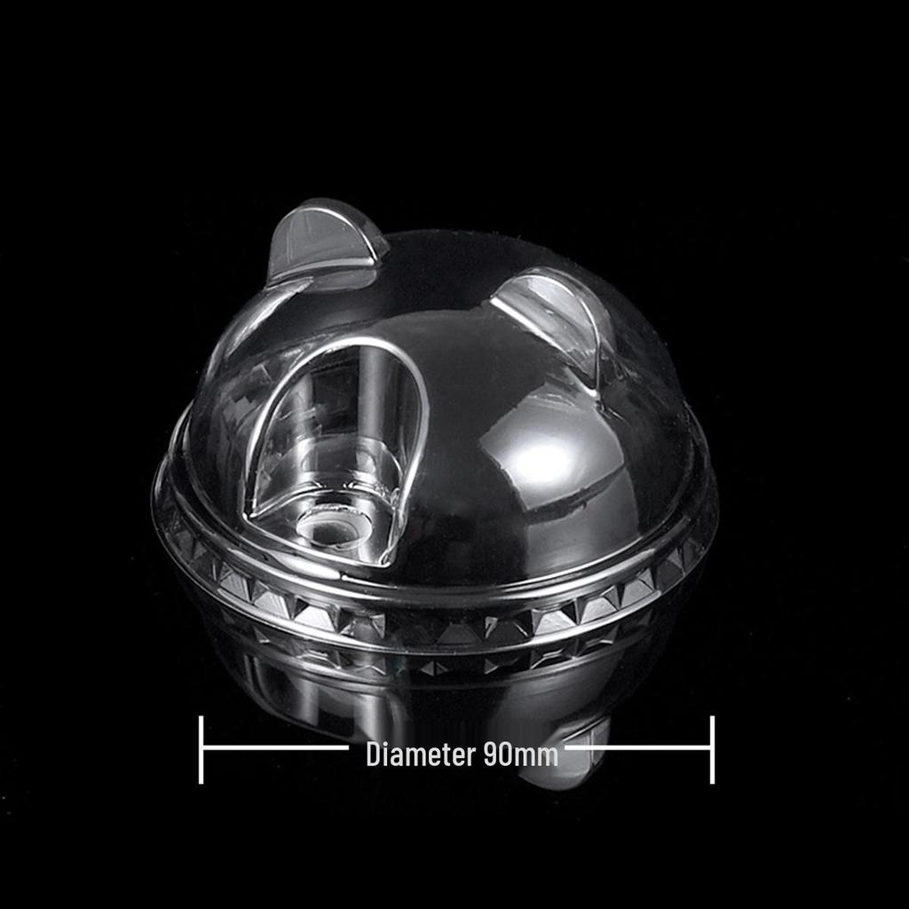 PET Disposable Clear Plastic Cold Drink Cup with Lid, 98 Caliber for Coffee, Milk Tea, Lemon Tea, Ice.