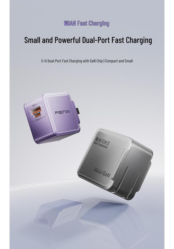 Dual-Port GaN Fast Charger for Apple & Android 17, One-to-Two Type-C Car Adapter