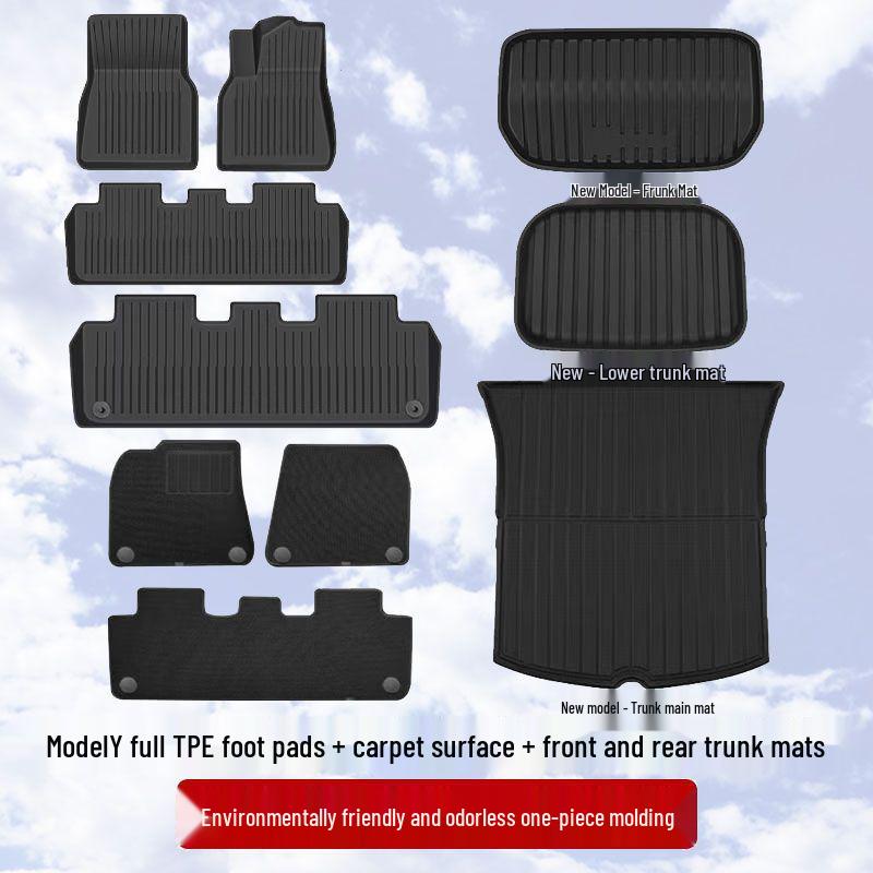 Tesla Model Y/3 Facelift Left-Hand Drive HK TPE Odorless Floor & Trunk Mats