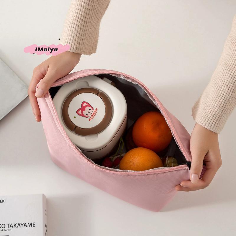M-1Pc Insulated Lunch Bag Solid Color Aluminum Foil Rice Bag Meal Pack Ice Pack Portable Dinner Picnic Food Storage Handbag