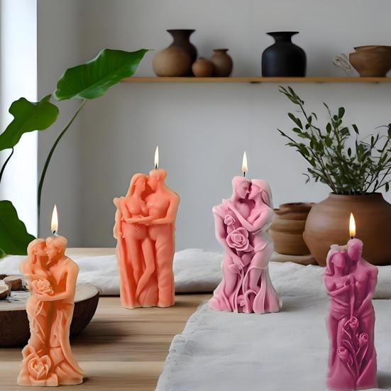 DIY Valentine's Day Silicone Mold Couple Embracing Heart Shape Mold for Aromatherapy Candles Plaster