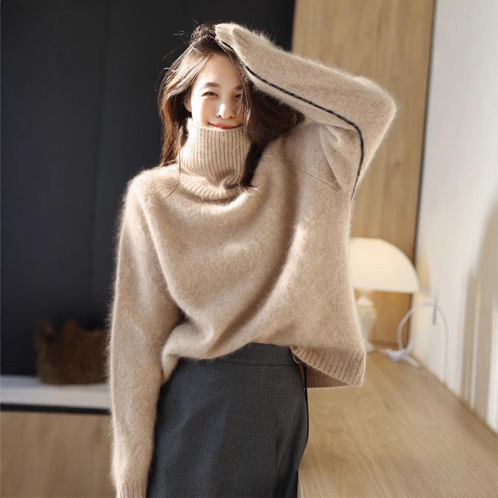 FL223523 Stylish Retro Hong Kong High Neck Sweater for Women - Winter Inner Wear Base Shirt