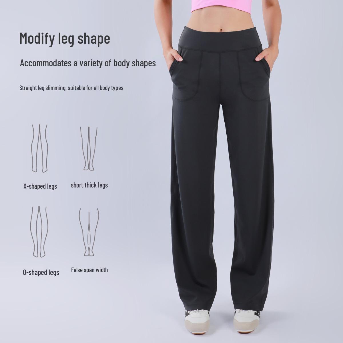 

NS High-Waisted Wide-Leg Yoga Pants with Large Pockets - Bare-Feeling, Loose, Slimming, and Drape for Fitness and Style. XXL сірий колір/деревне вугілля