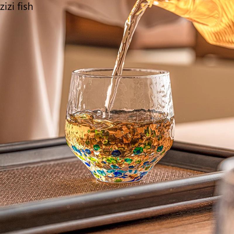 Handgezeichnetes Wellenpunkt-Glas Kreatives Hammer-Muster Joghurtbecher Milchbecher Frühstückstassen Haushaltswassergläser Teetassen