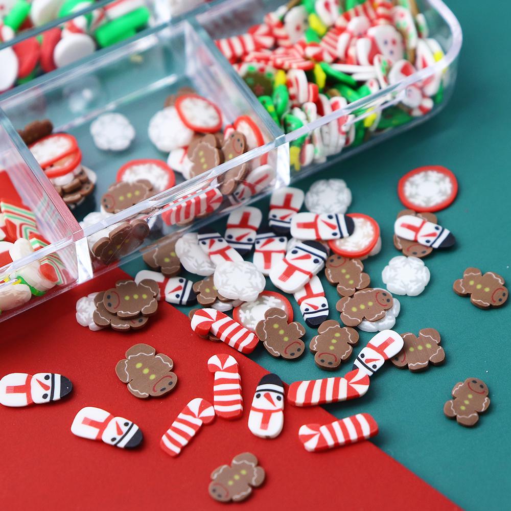 1 Box 3D Christmas Nail Art Charm Parts Polymer Soft Clay Slices Flakes Nails Decoration Parts for Winter Manicure Designs