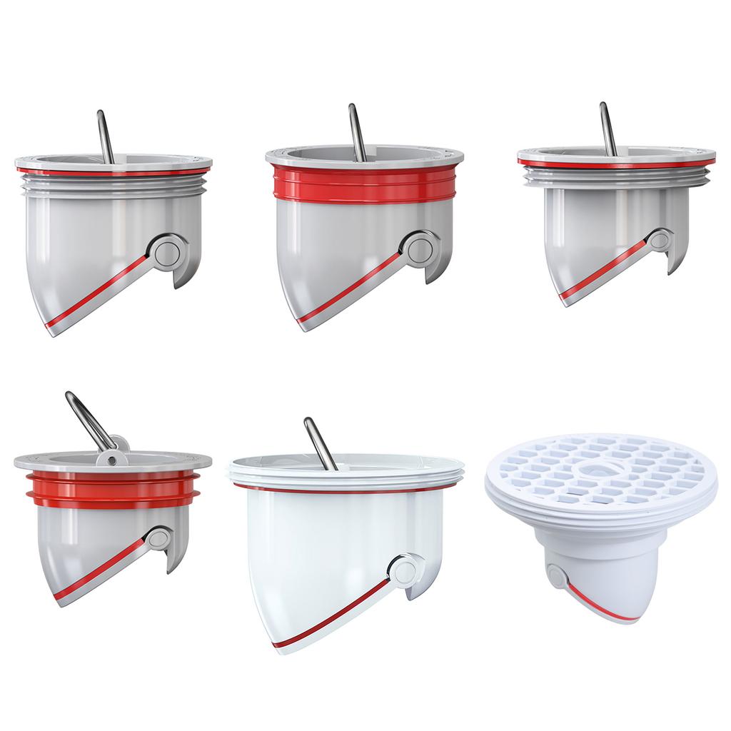 Zápachotěsné podlahové vpusti Jádra Přímý odtok Kanalizace Toaleta Proti zpětnému toku Zápachový filtr Univerzální podlahová vpusť Artefakt