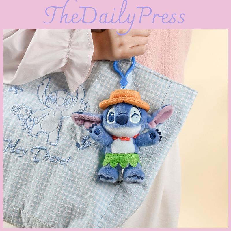 Summer Series Stitch Plush Keyring With Hat Wearing Swimming Design Ring