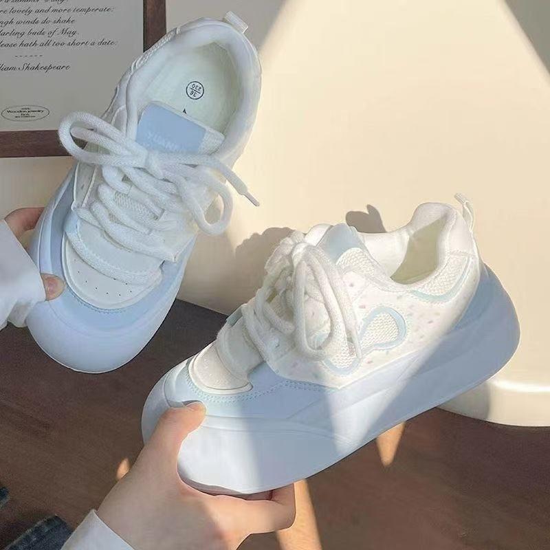 Thick-soled Heightening Little White Shoes Women's 2025 New Summer Milk Fufu Versatile Casual Sports Board Shoes Big Head Bread Shoes