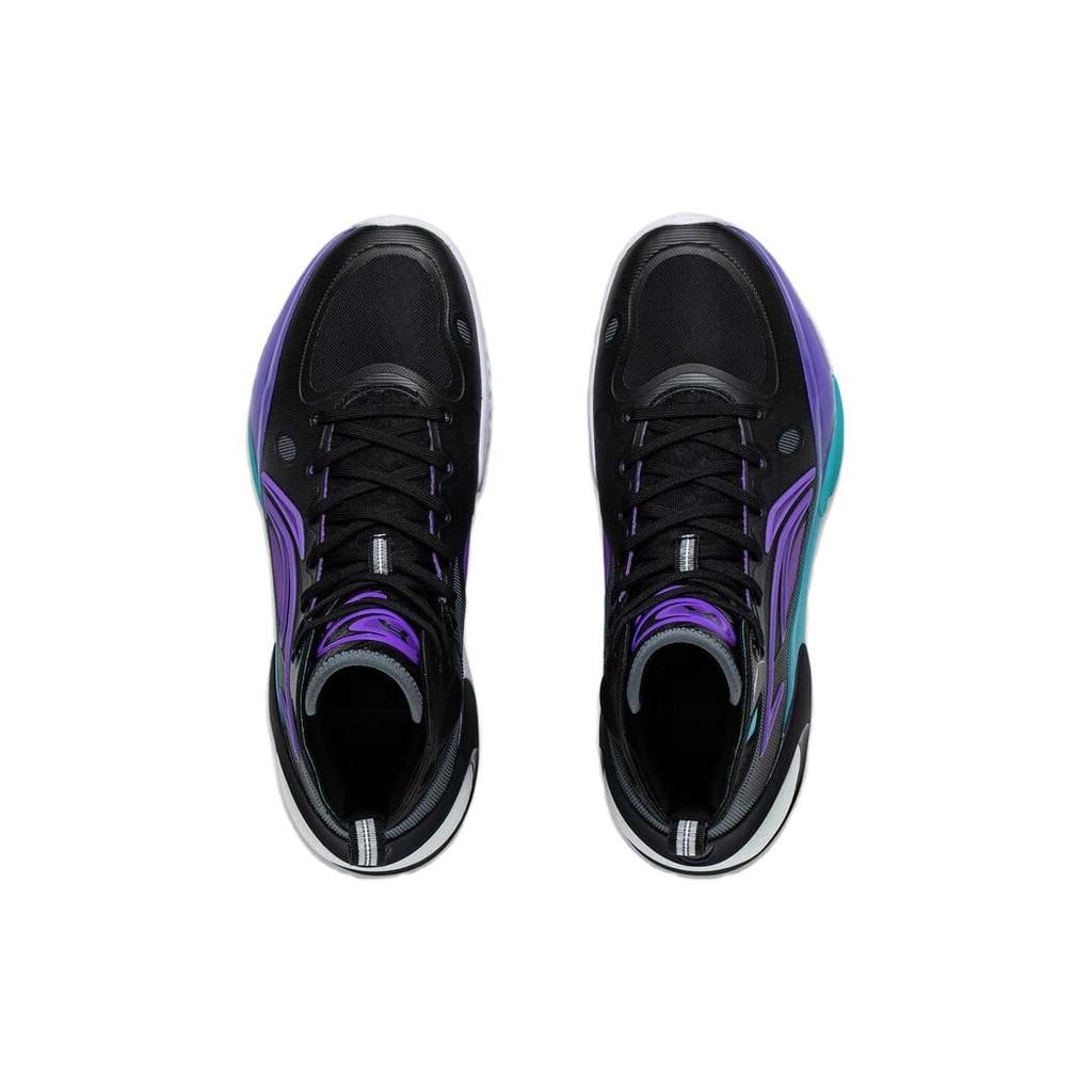 Li Ning YuShuai 17 Cushioning, Wear Resistant Mid Top Basketball Shoes Men's Black Purple ABAT043-9