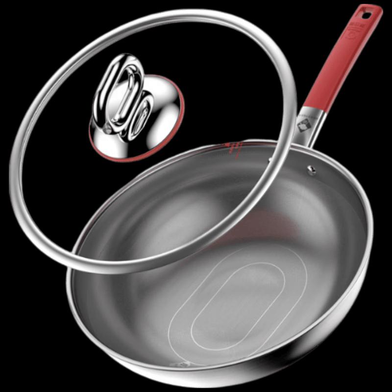KOBACH 32cm True Titanium 0-Coating 316L Stainless Steel Non-stick Wok