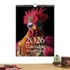 2026 Hen-Themed Wall Calendar 12 Month Natural Style Funny Decor for Home Office Unique Gift for Bedroom Classroom Dorm Hotel