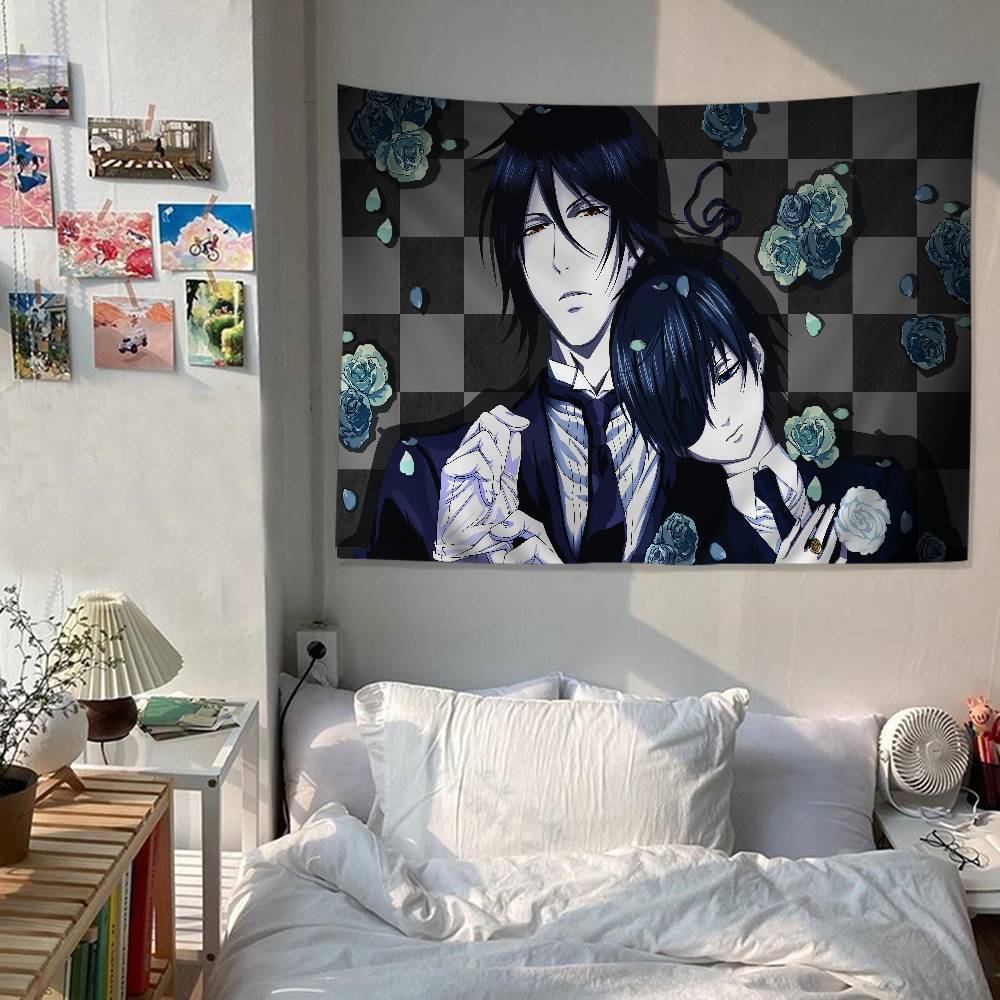 

BBlack Anime BButler DIY Wall Tapestry For Living Room Home Dorm Decor Wall Art Decor 74x94cm(29x37in)