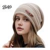Velvet Lined Thermal Cap Winter Knitted for Women Girls, Thickened Warm Hat Cold Weather, Casual Outdoor Snow Plush Fashion Stacked Hat, Stylish