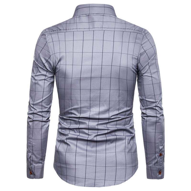 Camicia di Cotone da Uomo Moda a Quadri Camicie a Maniche Lunghe Uomo Casual Business Slim Fit Camicia da Ufficio