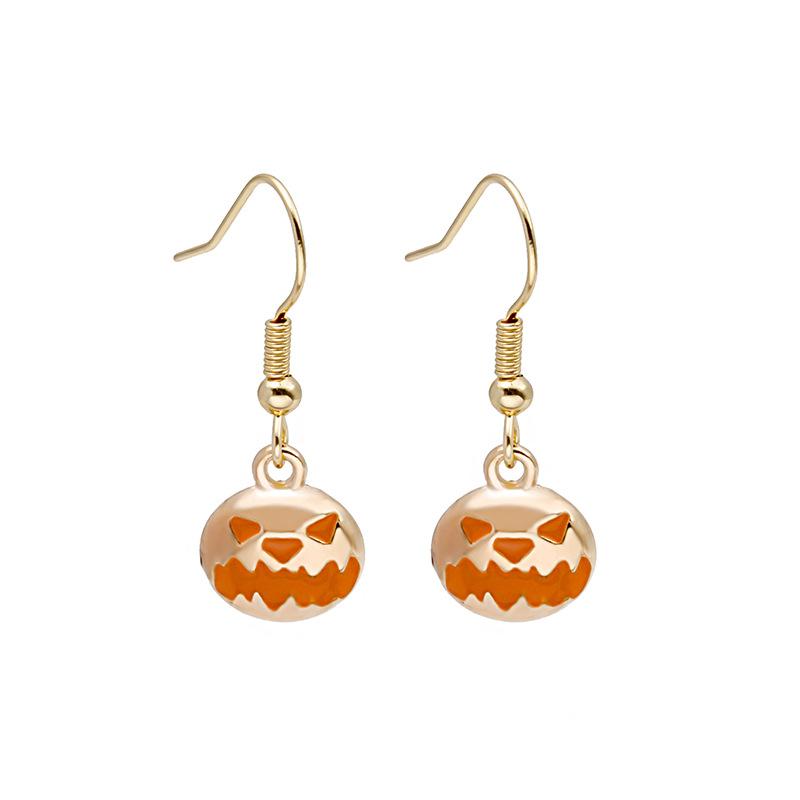 Popular Halloween Earrings Series, Simple Halloween Pumpkin Head Earrings, Alloy Drip Earrings