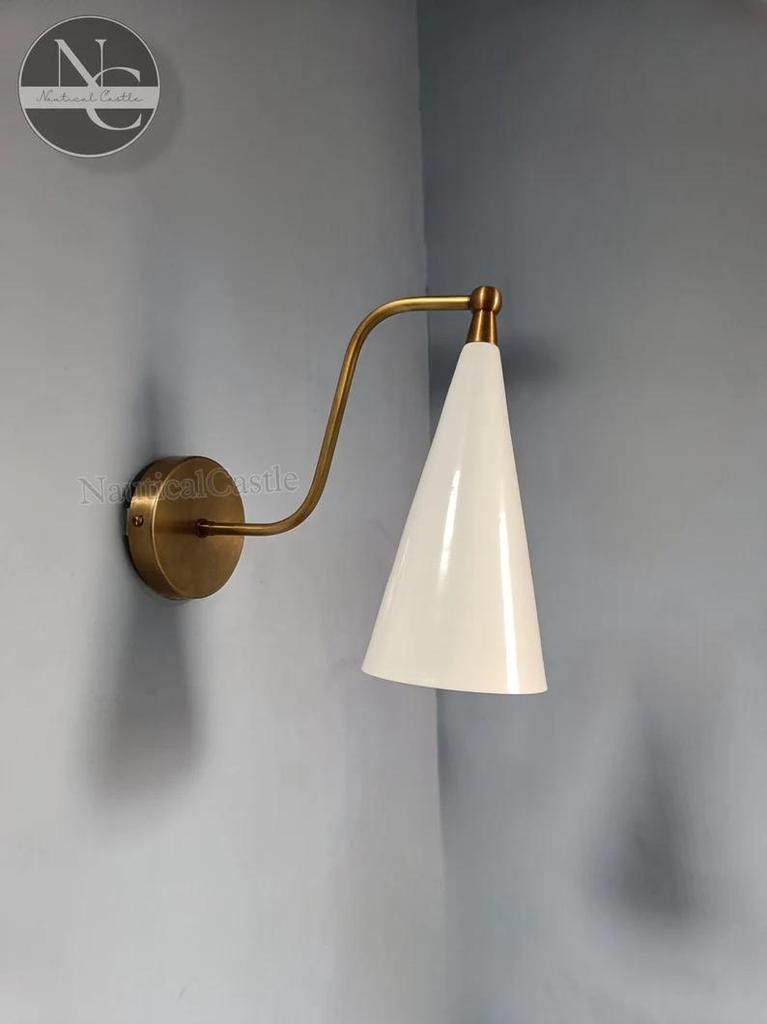 Brass Diabolo Wall Sconce: Mid Century Italian Plug In Lamp
