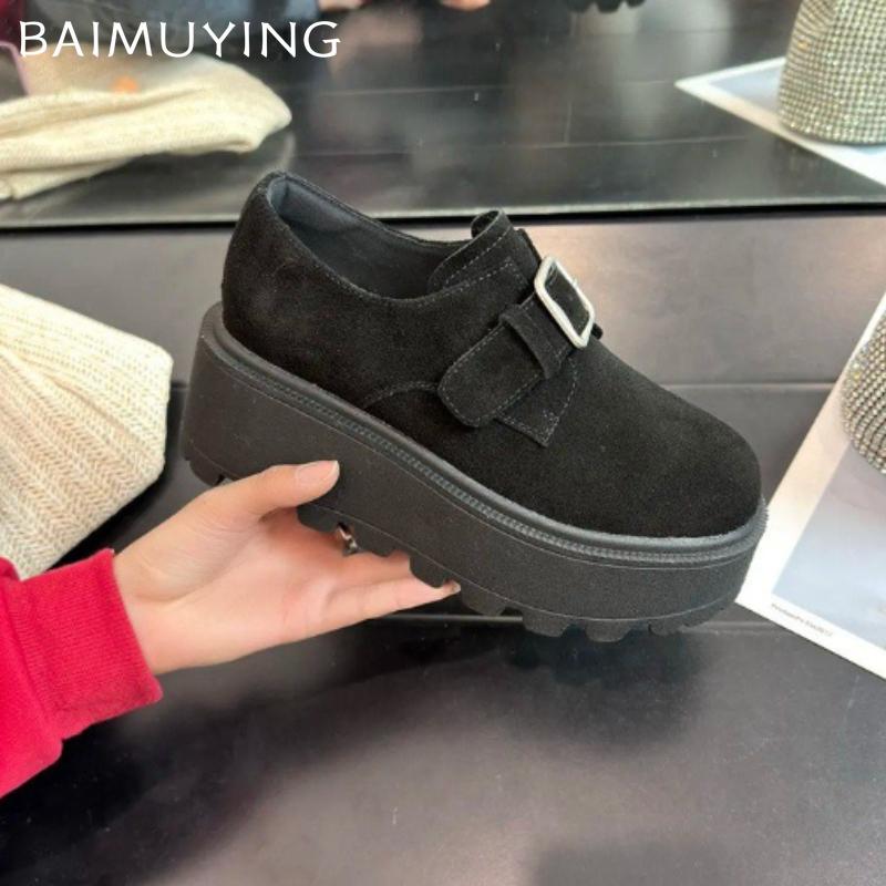 Wildleder Plateau Damen Slipper Schuhe Designer Schnalle Hohe Absätze Sneakers Neue Marke 2025 Trend Laufen Winter Lässig Zapatos Mujer