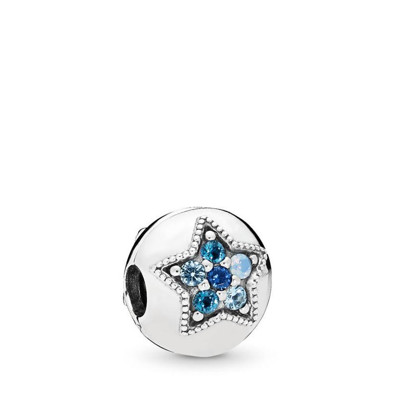 S925 White Copper Blue Series DIY Pendant Star Snowflake Accessories Beaded Bracelet