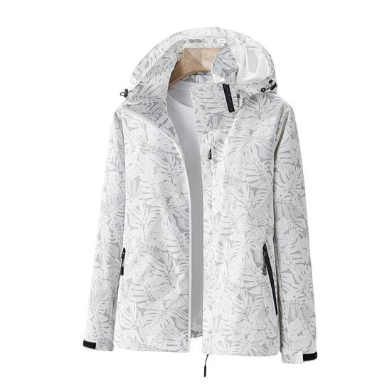 Pánská bunda S kapucí Stojáček Límec Dlouhý rukáv Potisk Bunda Kabát s kapsami Zapínání na zip Větruodolné Voděodolné svrchní oblečení