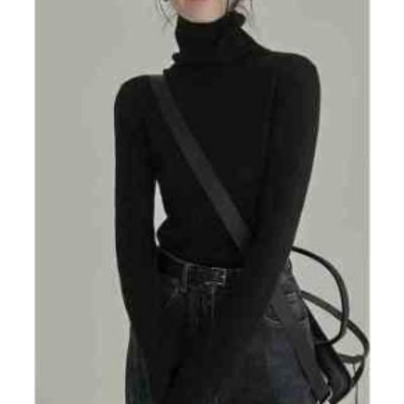 Women's High Neck Knitted Base Sweater Women's Autumn and Winter Pile Neck Thin Sweater