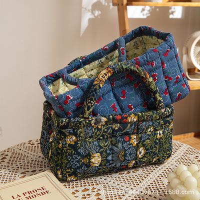 1pcs Cotton Storage Basket Small Foldable for Underwear, Toys, Cosmetic Bags Miscellaneous Items Portable Home Textile Organizer
