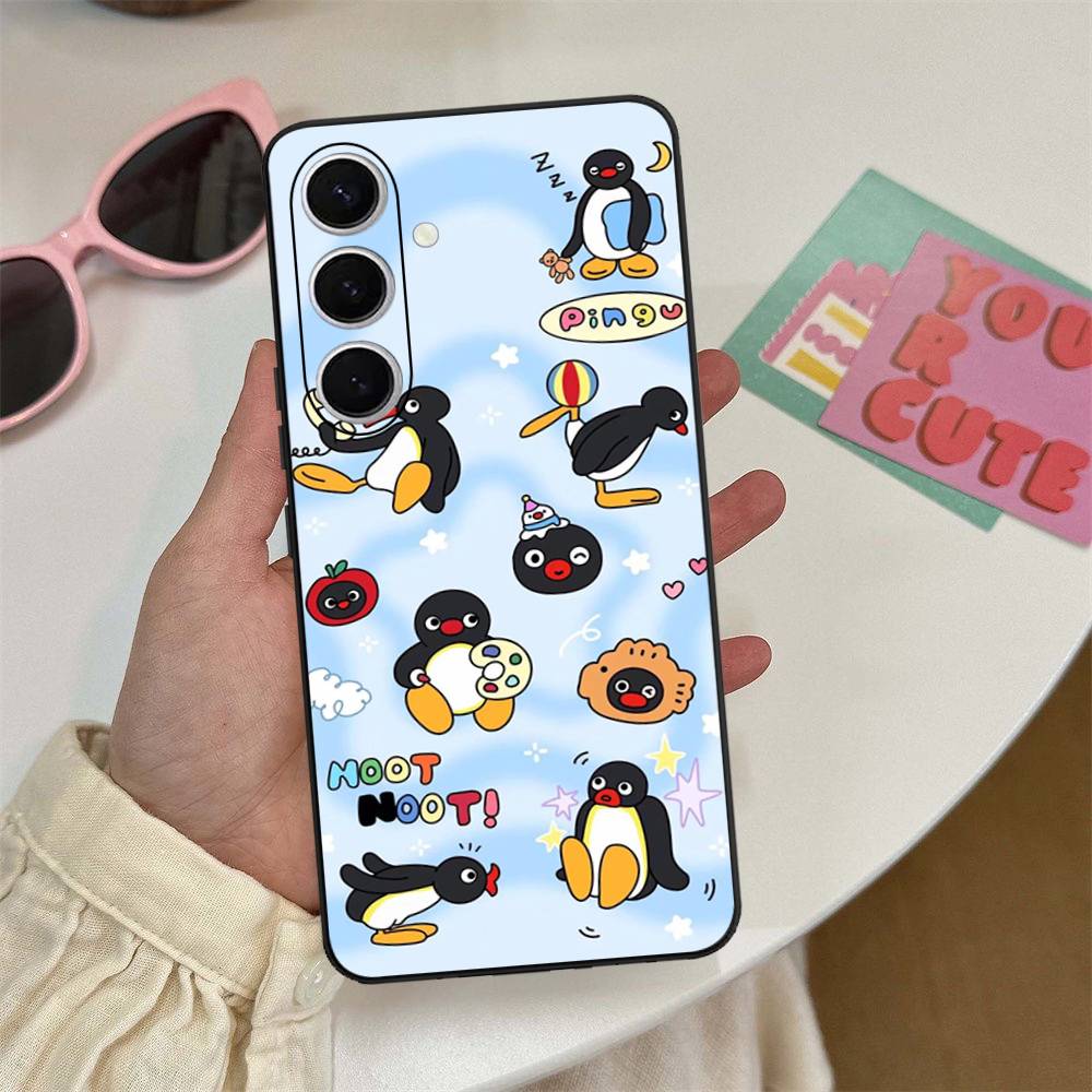 Funny Cartoon P-Pingu Phone Case For Samsung S 24 Fe 25 Ultra Plus 20 Lite 21 30 22 23 24 22 Ultra 5G Fundas