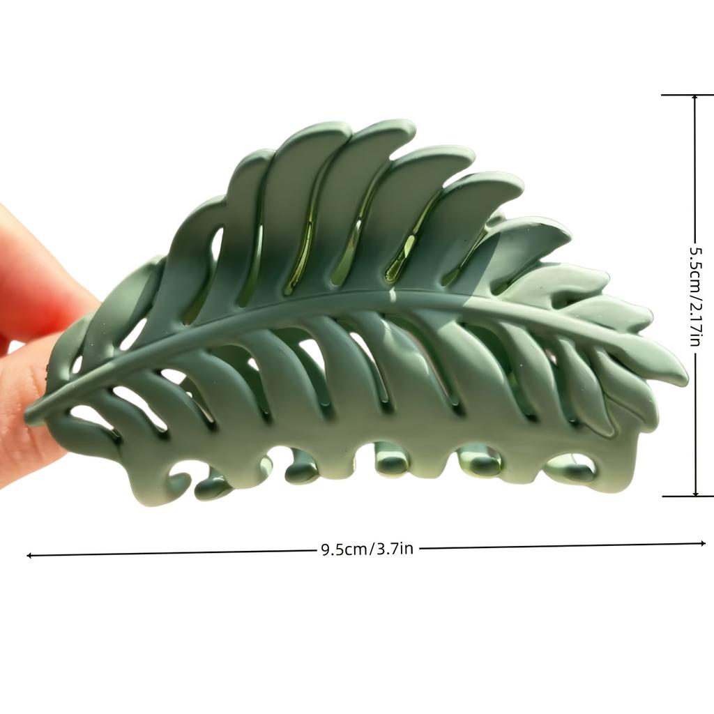 1pc Large Green Leaf Hair Claw Clip | Stylish Autumn Accessory for Women, Durable Plastic with Hollow Design