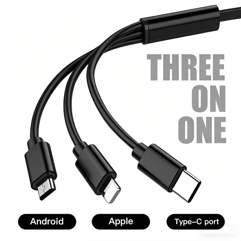 hijk1 3 In 1 Retractable Data USB Cable Charger Fast Wire Charging Cable For VW Golf Tiguan T-Roc Polo Passat ID.4 T-Cross ID.3 Taigo