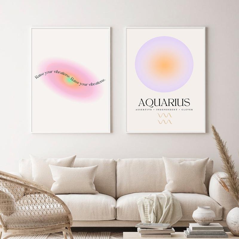 Angel Numbers Gradient Aura Posters and Prints Aesthetic Danish Pastel Canvas Painting Nordic Art Wall Picture Dorm Home Decor