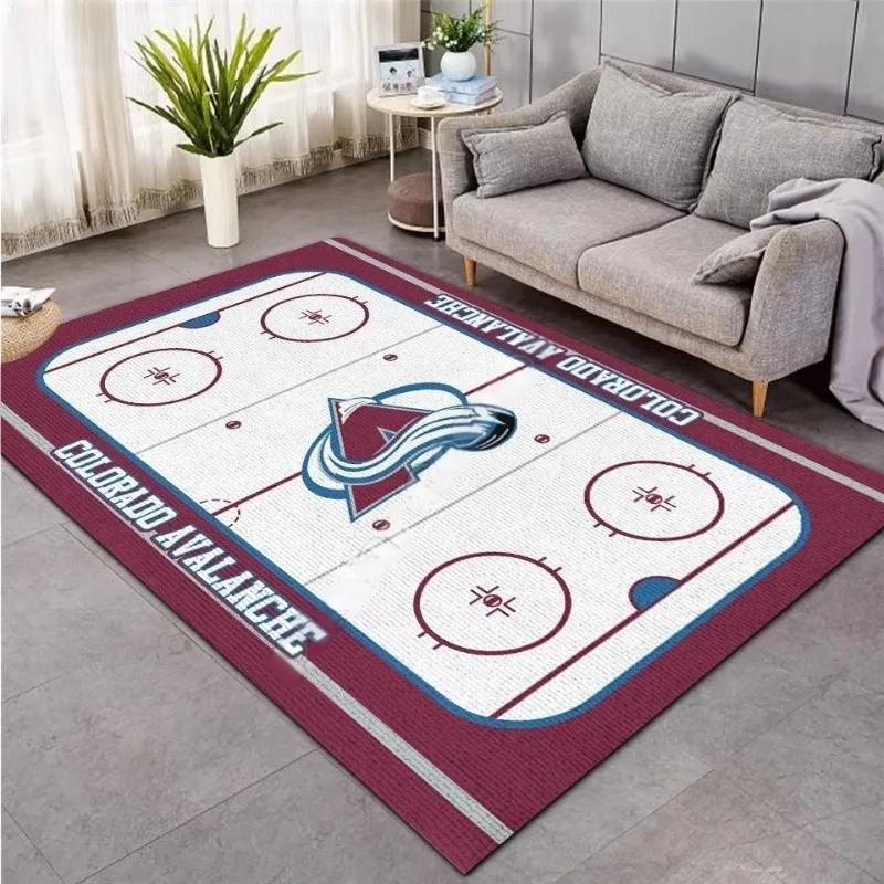 3D Hockey Rug, Ice Hockey Carpet Non-Slip Machine WashableDoormat, Sport Themed Floor Mat for Living Room Dining Room Game Room