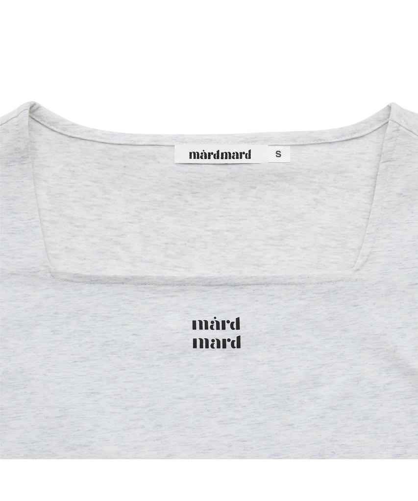 MARDMARD Square Neck Curved Crop T-Shirt - Light Gray
