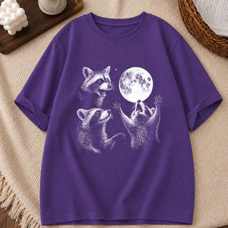 Halloween Raccoons Shirt for Unisex Unisex Raccoons Vintage Graphic TShirts Raccoon Moon Tee Funny Meme Streetwear Tops